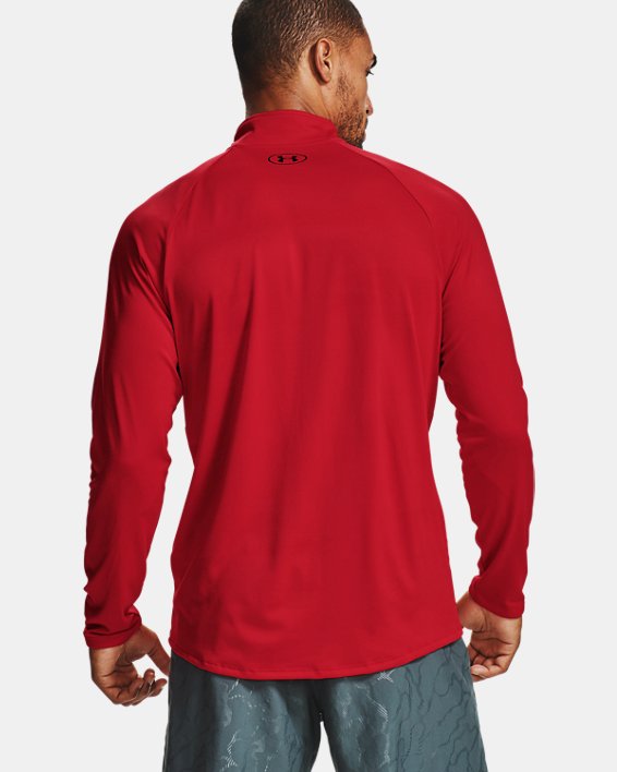 Herren UA Tech™ Shirt mit ½-Zip, langärmlig, Red, pdpMainDesktop image number 1